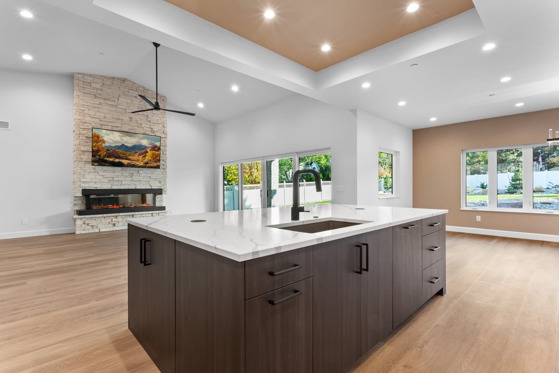Custom kitchen and great room by Kiefer Built